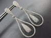 ESTATE LARGE 1.50CT DIAMOND 14K WHITE GOLD 3D TEAR DROP CLUSTER HANGING EARRINGS