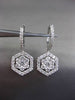 ESTATE LARGE 2.25CT DIAMOND 18KT WHITE GOLD 3D HEXAGON CLUSTER HANGING EARRINGS