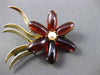 ANTIQUE LARGE 15.0CT AAA GARNET & PEARL 14KT YELLOW GOLD FLOWER BROOCH PIN #2968