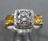 ESTATE 1.64CT DIAMOND & AAA YELLOW SAPPHIRE 14KT WHITE GOLD HALO ENGAGEMENT RING