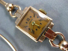 ANTIQUE WIDE LUSSERNA 14KT ROSE GOLD CLASSIC SQUARE SWISS LADIES WATCH #501