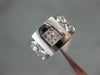 ESTATE WIDE .18CT DIAMOND 18K WHITE GOLD CLASSIC SQUARE FILIGREE FUN RING #14322