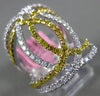 ESTATE LARGE 1.28CT WHITE & FANCY YELLOW DIAMOND 18K WHITE GOLD ANNIVERSARY RING