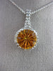 ESTATE LARGE 3.28CT DIAMOND & CITRINE 14KT WHITE GOLD FILIGREE FLOATING PENDANT