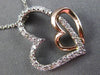 ESTATE .43CT DIAMOND 14K WHITE & ROSE GOLD 3D DOUBLE HEART LOVE FLOATING PENDANT