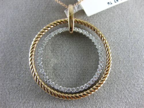 ESTATE .67CT DIAMOND 14KT TWO TONE GOLD 3D CIRCLE OF LIFE ROPE FLOATING PENDANT