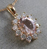 ESTATE 1.63CT DIAMOND & AAA MORGANITE 14KT ROSE GOLD OVAL FLOWER CLASSIC PENDANT