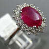 ESTATE WIDE 2.37CT DIAMOND & AAA RUBY 18KT WHITE GOLD OVAL HALO ENGAGEMENT RING