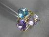ESTATE LARGE 6.80CT DIAMOND & AAA MULTI GEM 14KT YELLOW GOLD THREE ROW FUN RING