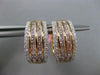 ESTATE WIDE 2.28CT WHITE & PINK DIAMOND 18KT ROSE GOLD 3D HEART HUGGIE EARRINGS