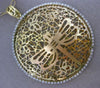 ESTATE EXTRA LARGE .75CT DIAMOND 14KT TWO TONE GOLD BUTTERFLY FILIGREE PENDANT