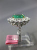 ESTATE LARGE 3.01CT DIAMOND & AAA EMERALD 18KT TWO TONE GOLD 3D FLOWER LOVE RING