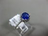 ESTATE .92CT DIAMOND & AAA SAPPHIRE 14K WHITE GOLD 3D ROUND HALO ENGAGEMENT RING