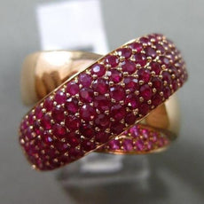 ESTATE LARGE 2.0CT RUBY & PINK SAPPHIRE 14KT ROSE GOLD 3D CRISS CROSS LOVE RING