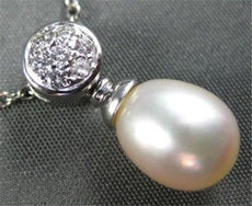 ESTATE .17CT DIAMOND & AAA SOUTH SEA PEARL 18KT WHITE PENDANT WITH CHAIN #1193