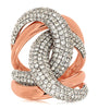 ESTATE EXTRA LARGE 2.40CT DIAMOND 14KT ROSE GOLD 3D MULTI ROW LOVE KNOT FUN RING