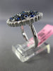 ESTATE LARGE 2.20CT DIAMOND & SAPPHIRE 14KT WHITE GOLD CLUSTER ROUND FLOWER RING