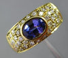 ESTATE WIDE 2.10CT DIAMOND & AAA TANZANITE 18KT YELLOW GOLD 3D ETOILE BEZEL RING