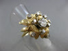 ANTIQUE LARGE .83CT ROUND OLD MINE DIAMOND 14KT WHITE & YELLOW GOLD FLOWER RING