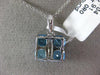 ESTATE LARGE 2.95CT DIAMOND & AAA BLUE TOPAZ 18KT WHITE GOLD 3D FILIGREE PENDANT