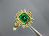 1.12CT DIAMOND & AAA EMERALD 18KT YELLOW GOLD SQUARE HALO BEZEL ENGAGEMENT RING