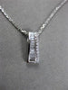 ESTATE .20CT BAGUTTE & ROUND DIAMOND 14K WHITE GOLD RECTANGULAR FLOATING PENDANT