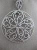 ESTATE EXTRA LARGE 2.55CT DIAMOND 14K WHITE GOLD 3D OPEN FILIGREE FLOWER PENDANT