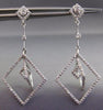 ESTATE WIDE 1.52CT DIAMOND 14K WHITE GOLD SQUARE GEOMETRICAL CHANDELIER EARRINGS