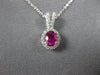 ESTATE .5CT DIAMOND & AAA RUBY 14K WHITE GOLD CLASSIC OVAL HALO FLOATING PENDANT
