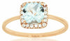 .96CT DIAMOND & AAA AQUAMARINE 14K ROSE GOLD CUSHION SQUARE HALO ENGAGEMENT RING