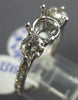 ESTATE .95CT DIAMOND 14KT WHITE GOLD CLASSIC 3 STONE SEMI MOUNT ENGAGEMENT RING