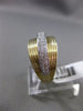 ESTATE .28CT DIAMOND 14KT WHITE & YELLOW GOLD 3D MULTI ROW RIDGED RING 10mm WIDE