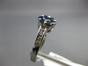 ESTATE 1.0CT DIAMOND & AAA SAPPHIRE 14KT WHITE GOLD 3D FLOWER CLUSTER LOVE RING