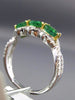 ESTATE 1.44CT DIAMOND & AAA EMERALD 18KT 2 TONE GOLD 3D PAST PRESENT FUTURE RING