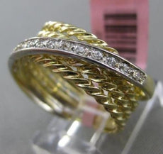 ESTATE .36CT DIAMOND 14KT WHITE & YELLOW GOLD 3D MULTI ROW CRISS CROSS LOVE RING