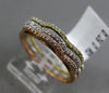 ESTATE .26CT DIAMOND 14KT WHITE YELLOW & ROSE GOLD 3D STACKABLE FLOWER RING BAND