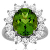 ESTATE 6.70CT DIAMOND & AAA PERIDOT 14K WHITE GOLD CLASSIC OVAL HALO FLOWER RING