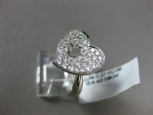 ESTATE .27CT ROUND DIAMOND 18KT WHITE GOLD 3D OPEN DOUBLE HEART LOVE FUN RING