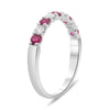 ESTATE .58CT DIAMOND & AAA RUBY 14KT WHITE GOLD CLASSIC WEDDING ANNIVERSARY RING
