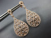 ESTATE 1.35CT DIAMOND 14KT ROSE GOLD 3D TEAR DROP OPEN FILIGREE HANGING EARRINGS