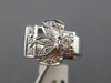 ANTIQUE WIDE .35CT OLD MINE DIAMOND 14KT WHITE GOLD LEAF ENGAGEMENT RING #16789