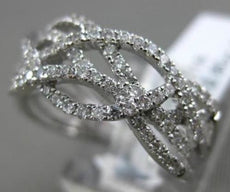 ESTATE WIDE .80CT DIAMOND 18KT WHITE GOLD 3D MULTI ROW OPEN INFINITY LOVE RING