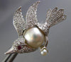 ESTATE .93CT DIAMOND AAA RUBY & SOUTH SEA PEARL 14KT WHITE GOLD BIRD BROOCH PIN