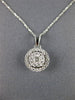 ESTATE .25CT DIAMOND 14K WHITE GOLD CLASSIC ROUND SOLITAIRE CLUSTER HALO PENDANT