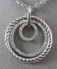 ESTATE .50CT DIAMOND 14KT WHITE GOLD 3D MULTI TRI CIRCLE ROPE FLOATING NECKLACE