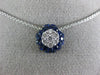 ESTATE .42CT DIAMOND & AAA SAPPHIRE 18KT WHITE GOLD 3D FILIGREE FLOWER PENDANT