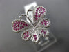 ESTATE WIDE .68CT DIAMOND & AAA PINK SAPPHIRE 18KT WHITE GOLD 3D BUTTERFLY RING