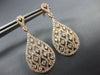 ESTATE 1.35CT DIAMOND 14KT ROSE GOLD 3D TEAR DROP OPEN FILIGREE HANGING EARRINGS