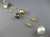 ESTATE LARGE.14CT DIAMOND 14K YELLOW GOLD MULTI COLOR PEARL BY THE YARD NECKLACE