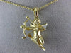 ESTATE .01CT DIAMOND 14KT YELLOW GOLD 3D HANDCRAFTED ANGEL LOVE FLOATING PENDANT